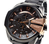 Diesel Mega Chief Chronograph Black Dial Black Steel Strap Watch For Men - DZ4309 Buy Now By Diesel