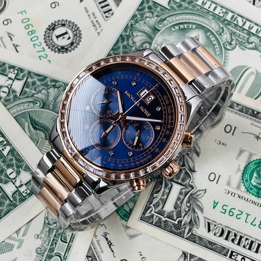 Michael Kors Brinkley Blue Dial Two Tone Steel Strap Watch for Women - MK6205 Buy Now By Michael Kors