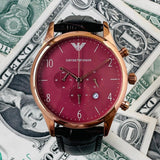 Emporio Armani Classic Chronograph Burgundy Dial Brown Leather Strap Watch For Men - AR1890 Buy Now By Emporio Armani