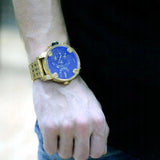 Diesel Mr Daddy Blue Dial Gold Steel Strap Watch For Men - DZ7347 Buy Now By Diesel