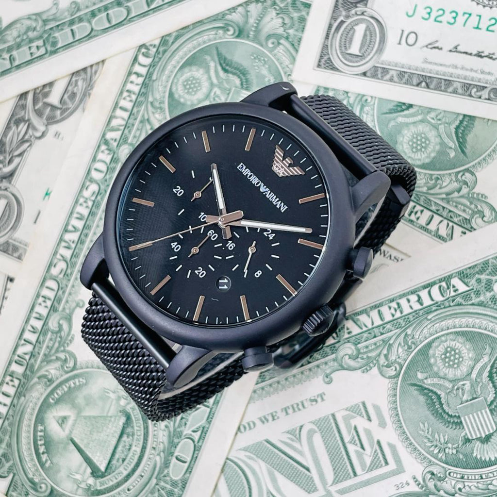 Emporio Armani Sport Chronograph Black Dial Black Mesh Bracelet Watch For Men - AR1968 Buy Now By Emporio Armani