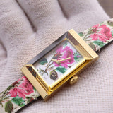 Gucci G-Frame Floral Mother of Pearl Dial White Leather Strap Watch For Women - YA147406 Buy Now By Gucci