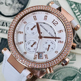 Michael Kors Parker White Diamonds Dial White Leather Strap Watch for Women - MK2281 Buy Now By Michael Kors