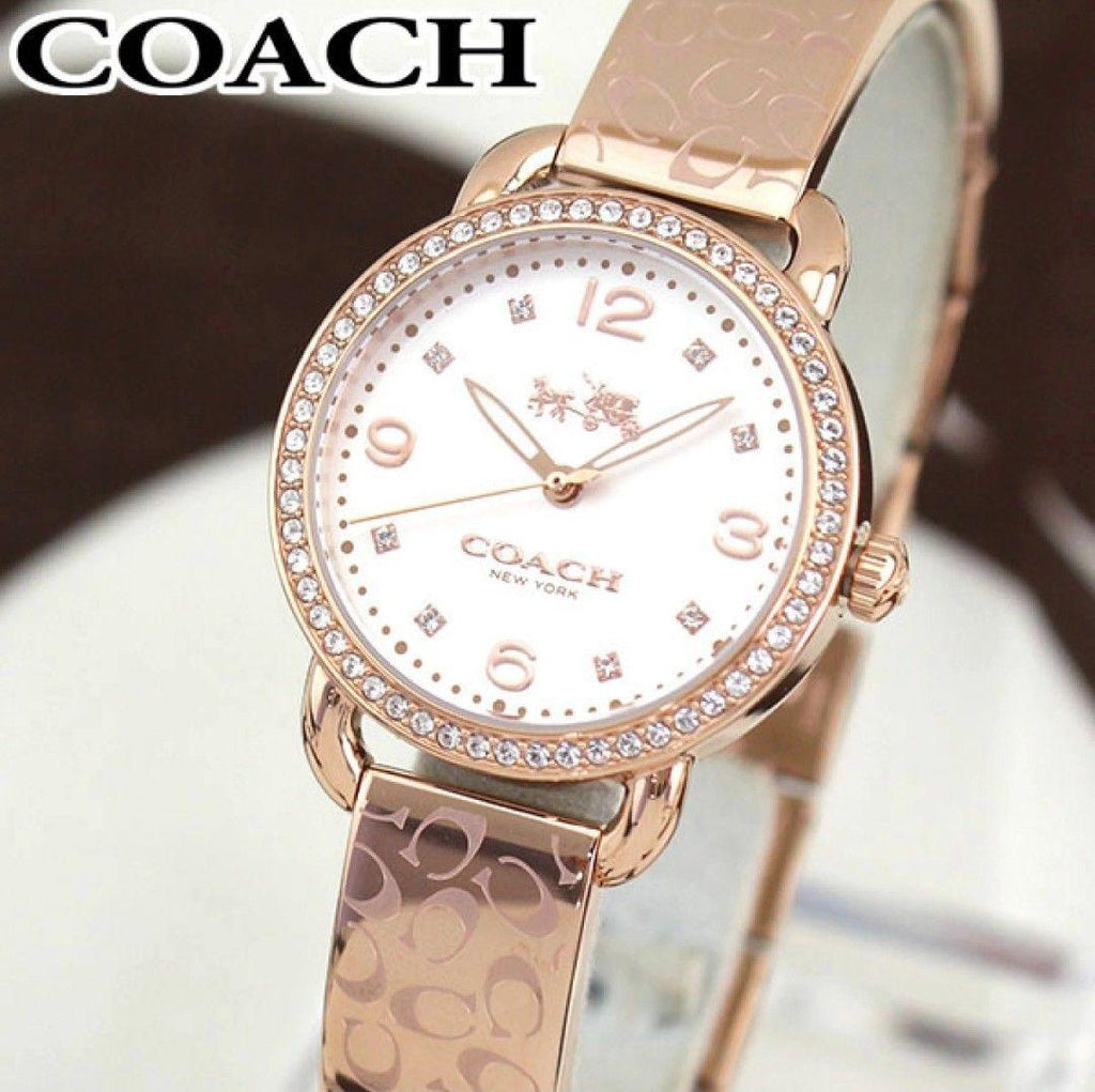 Coach Delancey Silver Dial Rose Gold Steel Strap Watch for Women - 14502355 Buy Now By Coach