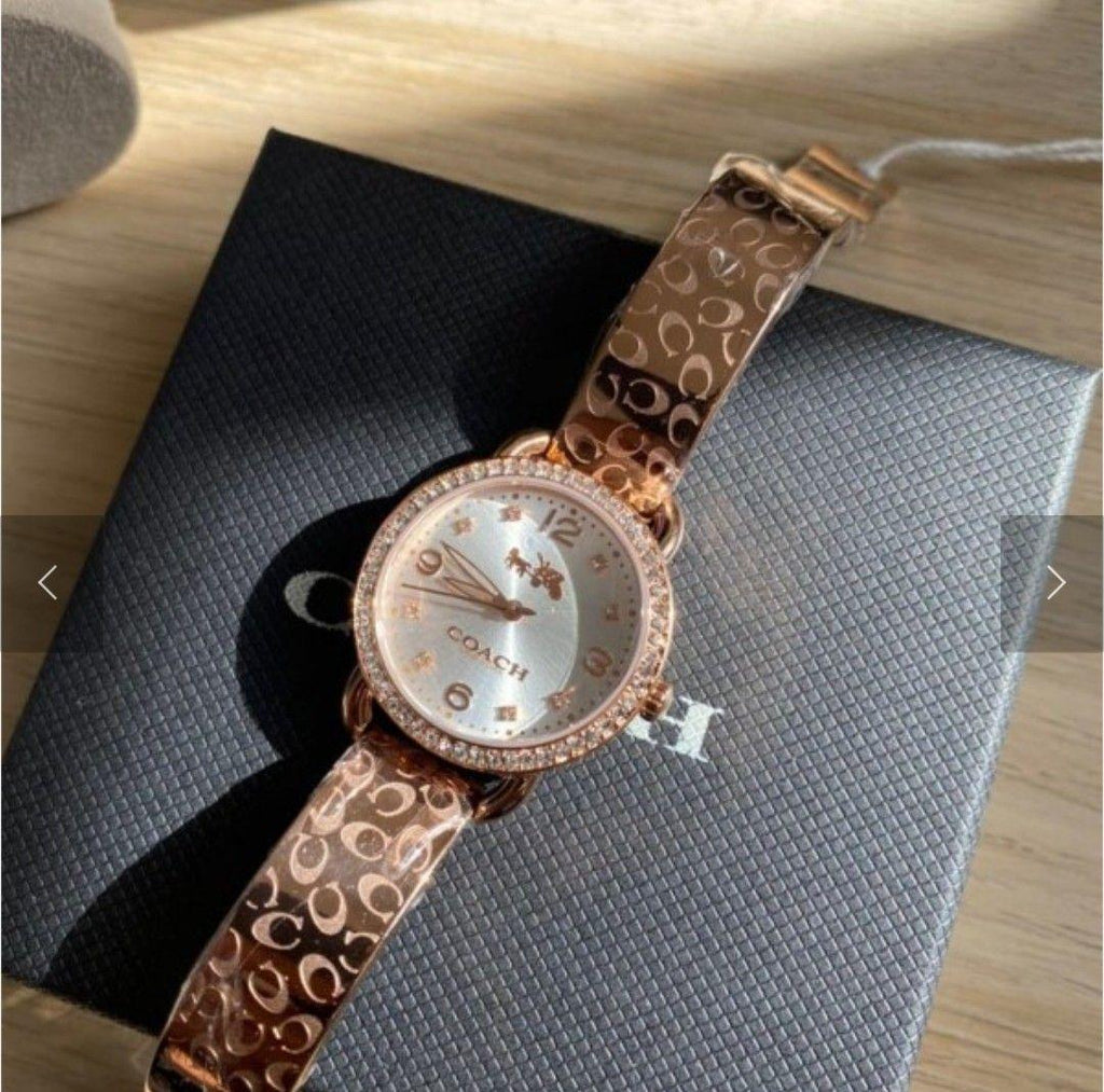 Coach Delancey Silver Dial Rose Gold Steel Strap Watch for Women - 14502355 Buy Now By Coach