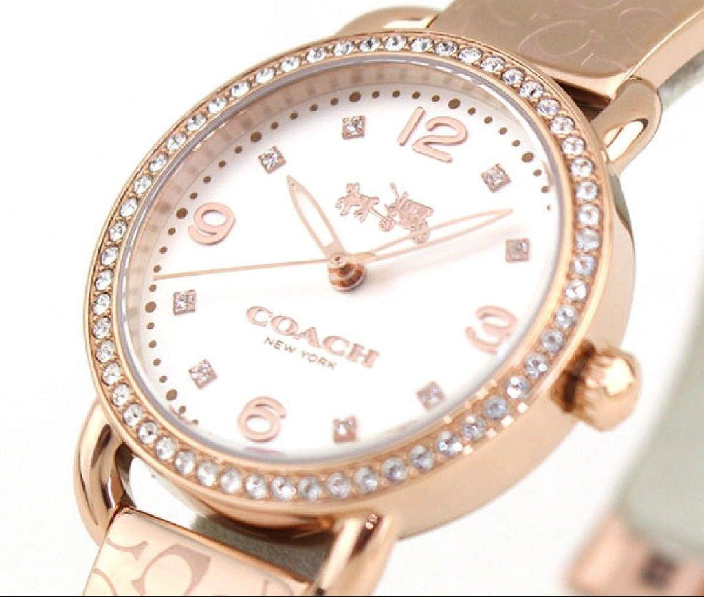 Coach Delancey Silver Dial Rose Gold Steel Strap Watch for Women - 14502355 Buy Now By Coach
