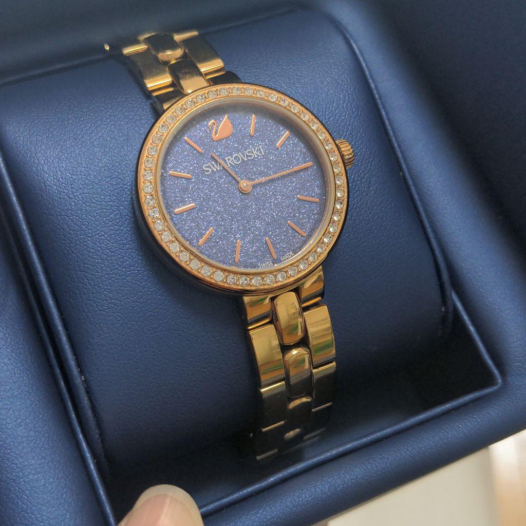 Swarovski Daytime Glittering Blue Dial Rose Gold Steel Strap Watch for Women - 5182277 Buy Now By Swarovski