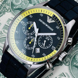 Emporio Armani Chronograph Black Dial Black Rubber Strap Watch For Men - AR5865 Buy Now By Emporio Armani