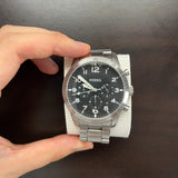 Fossil Pilot Chronograph Black Dial Silver Steel Strap Watch for Men - FS5141 Buy Now By Fossil