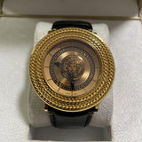 Versace V Metal Icon Gold Dial Black & Gold Strap Watch for Women - VLC030014 Buy Now By Versace
