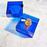 Versace Icon Active Chronograph Quartz Gold Dial Red Leather Strap Watch For Men - VEZ701222 Buy Now By Versace