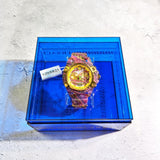 Versace Icon Active Chronograph Quartz Gold Dial Red Leather Strap Watch For Men - VEZ701222 Buy Now By Versace