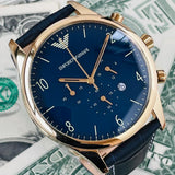 Emporio Armani Chronograph Midnight Blue Dial Blue Leather Strap Watch For Men - AR1862 Buy Now By Emporio Armani