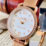 Coach Delancey Silver Dial Rose Gold Steel Strap Watch for Women - 14502355 Buy Now By Coach