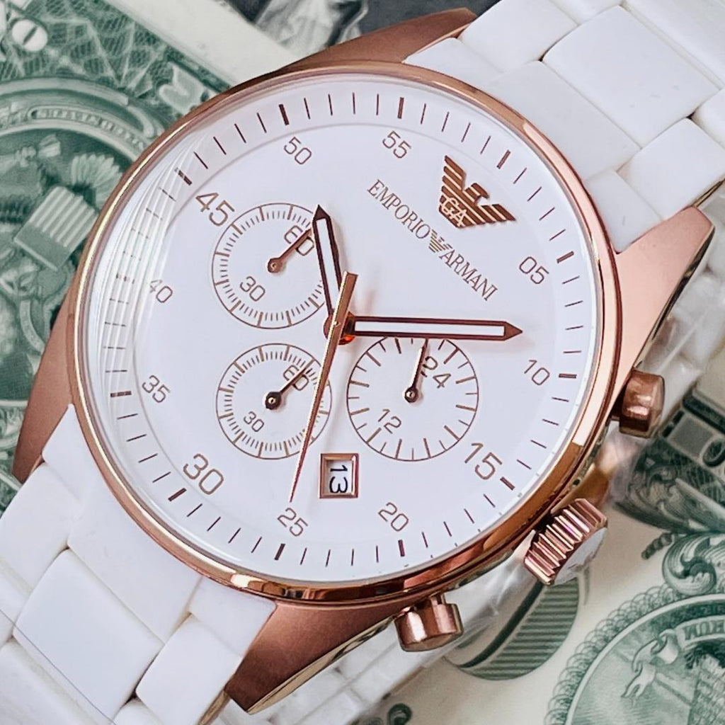 Emporio Armani Sportivo White Dial White Rubber Strap Watch For Men - AR5919 Buy Now By Emporio Armani