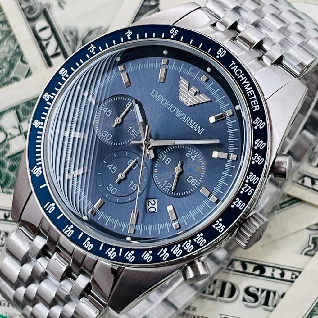 Emporio Armani Sportivo Chronograph Blue Stainless Steel Watch For Men - AR6072 Buy Now By Emporio Armani