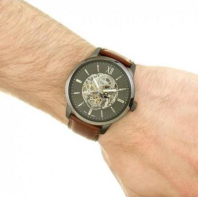 Fossil Townsman Automatic Skeleton Black Dial Brown Leather Strap Watch for Men - ME3181 Buy Now By Fossil