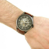 Fossil Townsman Automatic Skeleton Black Dial Brown Leather Strap Watch for Men - ME3181 Buy Now By Fossil