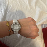 Swarovski Lovely Crystals Mother of Pearl Dial White Leather Strap Watch for Women - 5242904 Buy Now By Swarovski