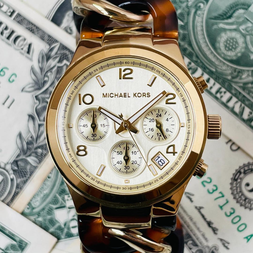 Michael Kors Runway Gold Dial Two Tone Steel Strap Watch for Women - MK4222 Buy Now By Michael Kors