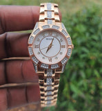 Bulova Crystal Mother of Pearl Dial Rose Gold Steel Strap Watch for Women - 98L197 Buy Now By Bulova