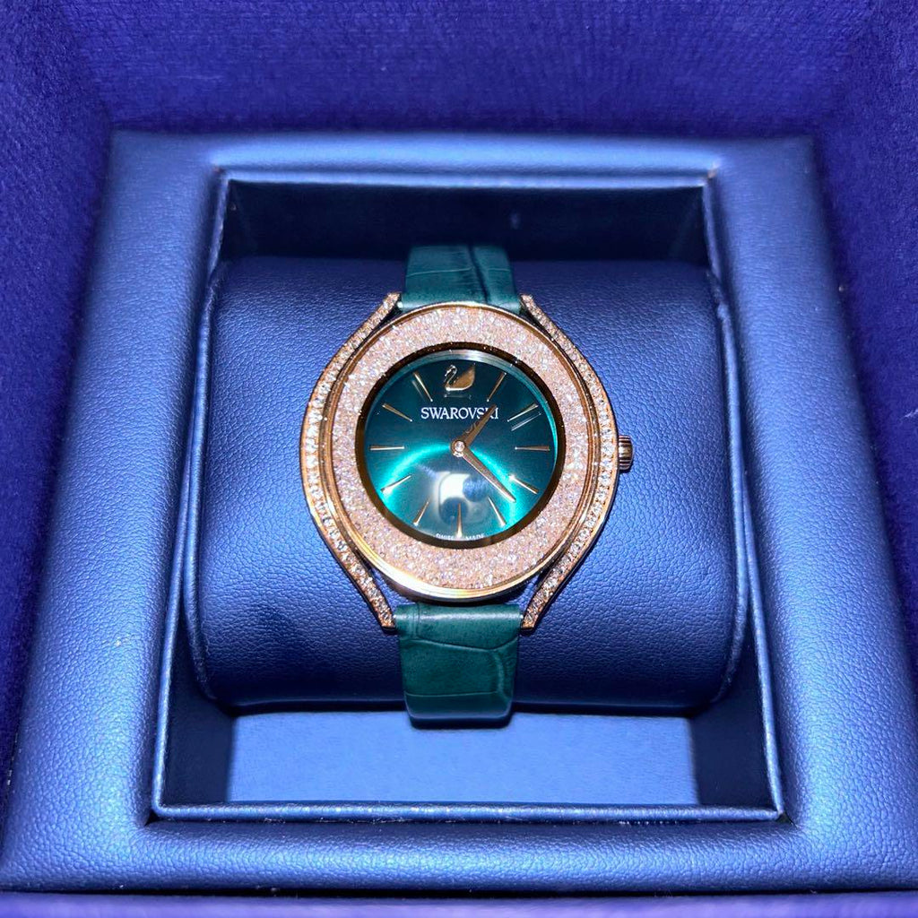 Swarovski Crystalline Aura Green Dial Green Leather Strap Watch for Women - 5644078 Buy Now By Swarovski