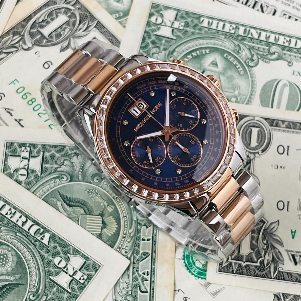 Michael Kors Brinkley Blue Dial Two Tone Steel Strap Watch for Women - MK6205 Buy Now By Michael Kors