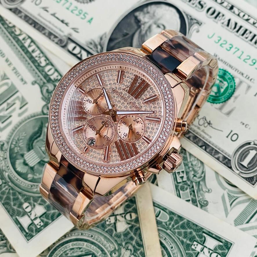 Michael Kors Wren Diamonds Rose Gold Dial Two Tone Steel Strap Watch for Women - MK6159 Buy Now By Michael Kors