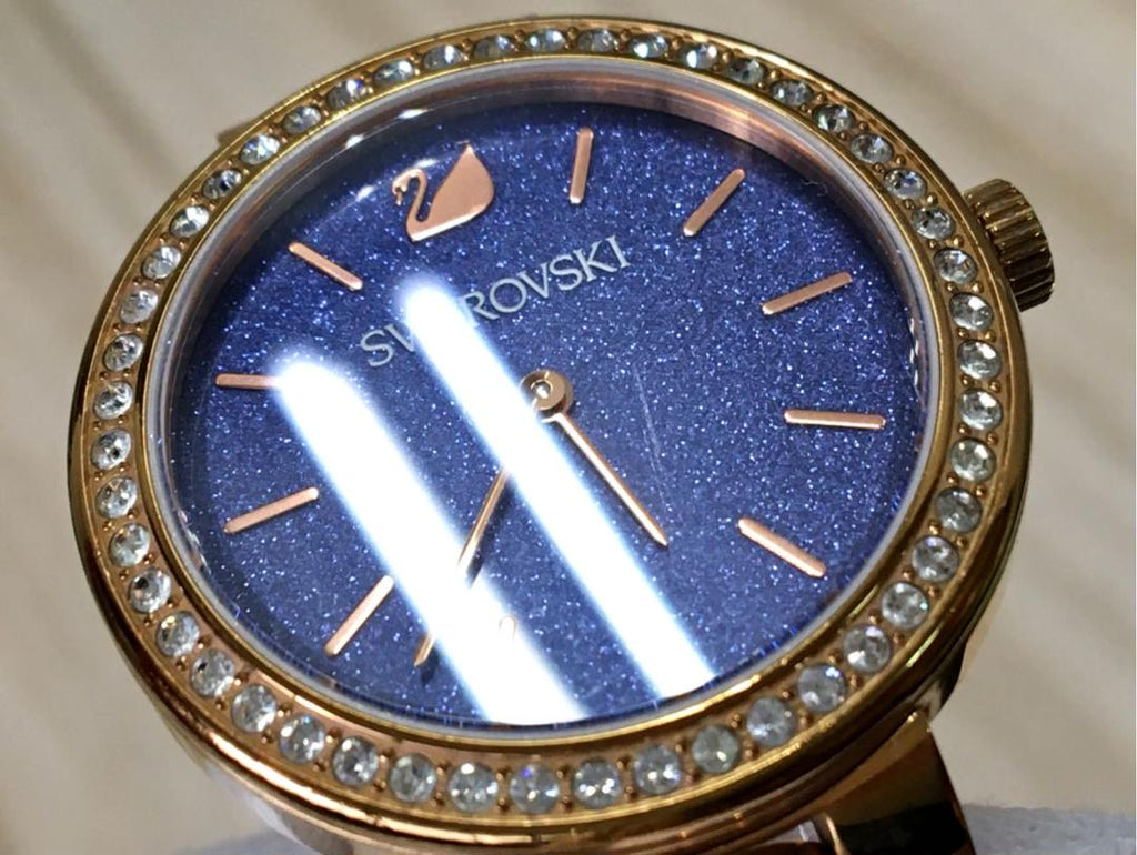 Swarovski Daytime Glittering Blue Dial Rose Gold Steel Strap Watch for Women - 5182277 Buy Now By Swarovski