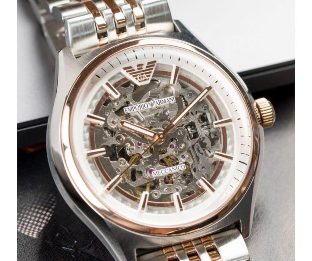 Emporio Armani Meccanico White Dial Two Tone Stainless Steel Watch For Men - AR60002 Buy Now By Emporio Armani
