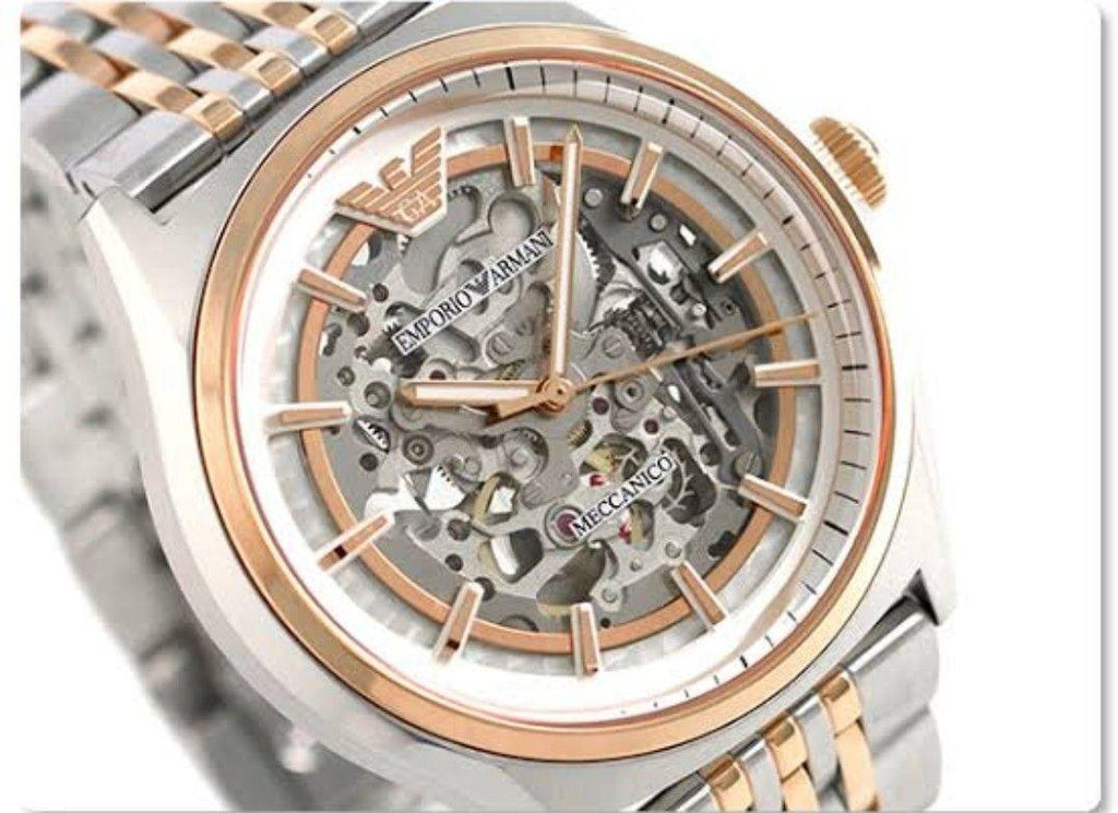 Emporio Armani Meccanico White Dial Two Tone Stainless Steel Watch For Men - AR60002 Buy Now By Emporio Armani