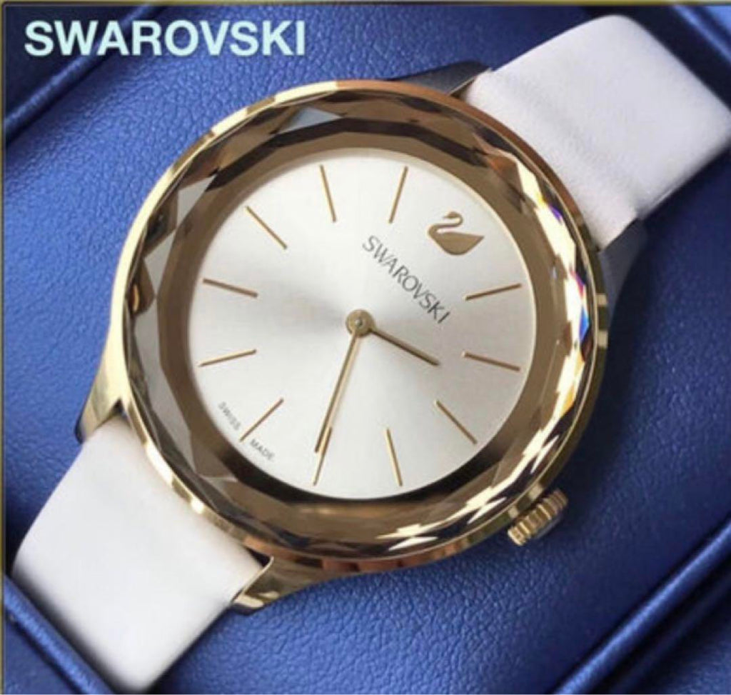 Swarovski Octea Nova Quartz White Dial White Leather Strap Watch for Women - 5295337 Buy Now By Swarovski