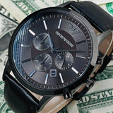 Emporio Armani Sportivo Black Dial Brown Leather Strap Watch For Men - AR2462 Buy Now By Emporio Armani