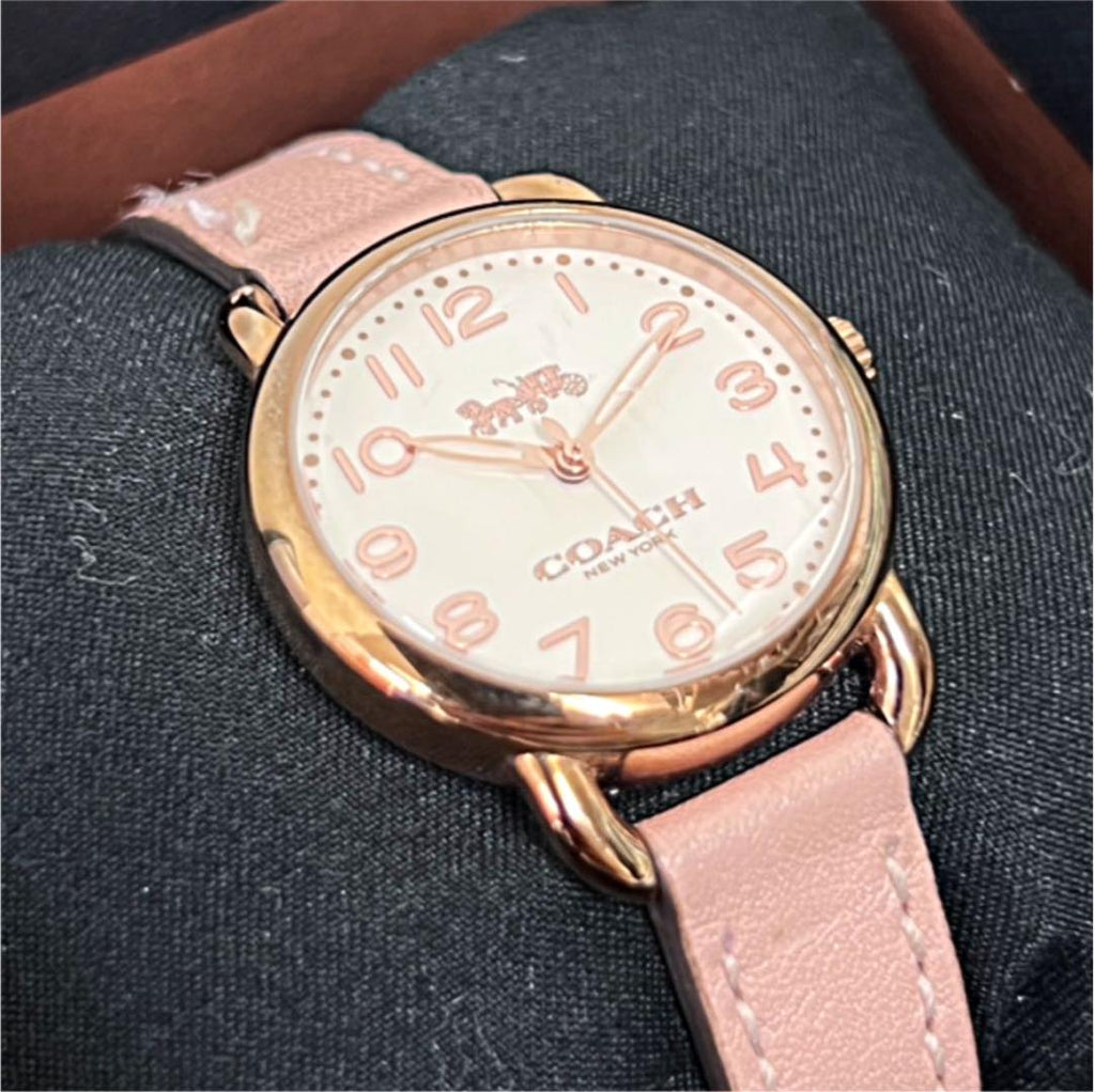 Coach Delancey Cream Dial Blush Pink Leather Strap Watch for Women - 14502750 Buy Now By Coach