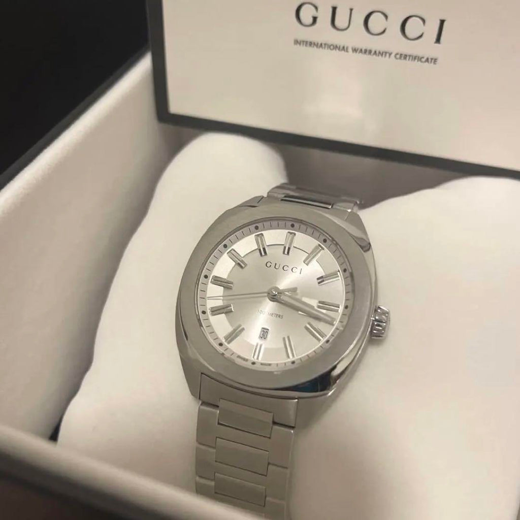Gucci G Timeless GG2570 Silver Dial Silver Steel Strap Watch For Men - YA142402 Buy Now By Gucci