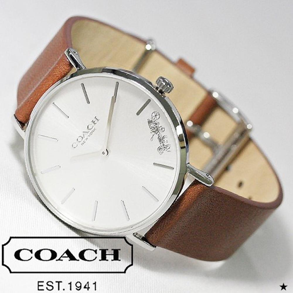 Coach Perry Silver Dial Brown Leather Strap Watch for Women - 14503120 Buy Now By Coach