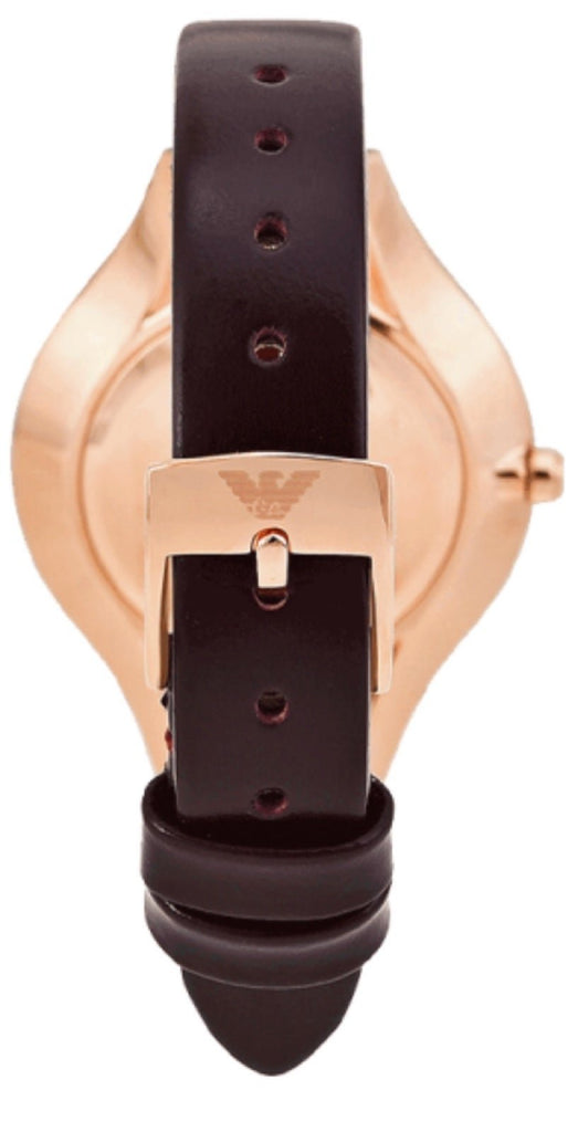 Emporio Armani Aurora Mother of Pearl White Dial Brown Leather Strap Watch For Women - AR11057 Buy Now By Emporio Armani