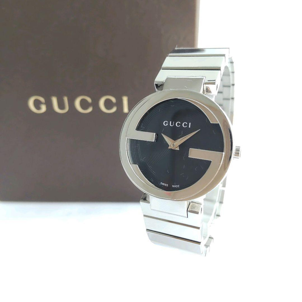 Gucci Interlocking G Quartz Black Dial Black Steel Strap Watch For Women - YA133502 Buy Now By Gucci