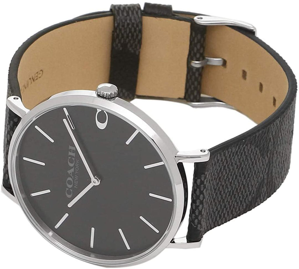 Coach Charles Black Dial Black Leather Strap Watch for Men - 14602157 Buy Now By Coach