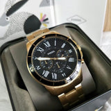 Fossil Inscription Automatic Black Dial Gold Steel Strap Watch for Men - FS5267 Buy Now By Fossil