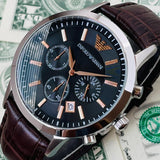 Emporio Armani Renato Chronograph Grey Dial Brown Leather Strap Watch For Men - AR2513 Buy Now By Emporio Armani