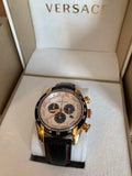 Versace V-Ray Chronograph White Dial Black Leather Strap Watch for Men - VDB040014 Buy Now By Versace
