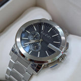 Gucci G Chrono Black Dial Silver Steel Strap Watch For Men - YA101204