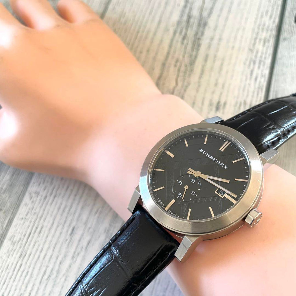 Burberry The City Black Dial Black Leather Strap Watch for Men - BU9906 Buy Now By Burberry