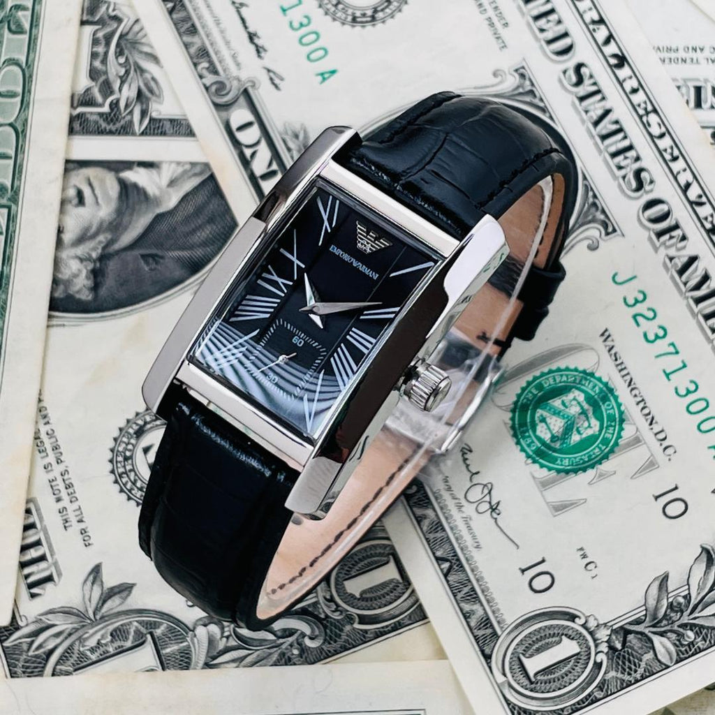 Emporio Armani Classic Black Dial Black Leather Strap Watch For Women - AR0144 Buy Now By Emporio Armani