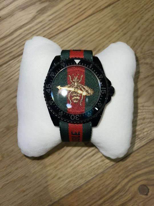 Gucci Dive Green & Red Dial Green & Red Nylon Strap Watch For Men - YA136216 Buy Now By Gucci
