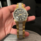 Bulova Crystal Black Dial Two Tone Steel Strap Watch for Men - 98B235 Buy Now By Bulova