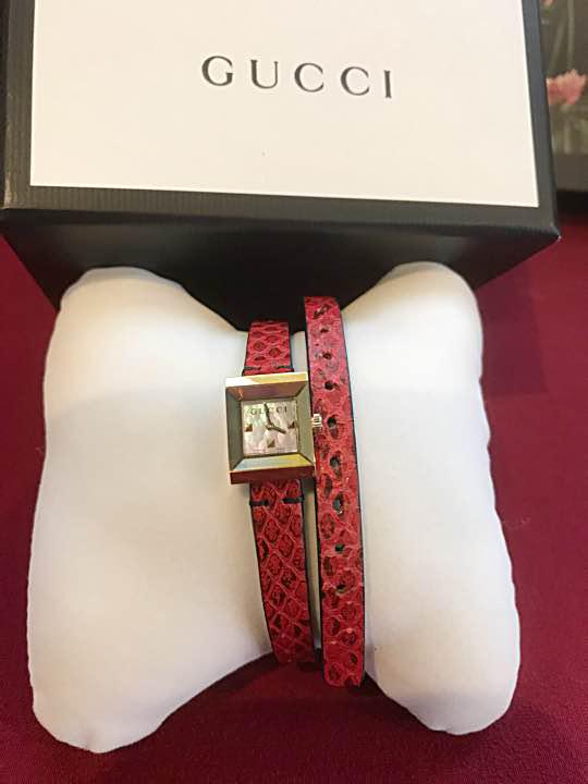 Gucci G Frame White Dial Red Leather Strap Watch For Women - YA128524 Buy Now By Gucci