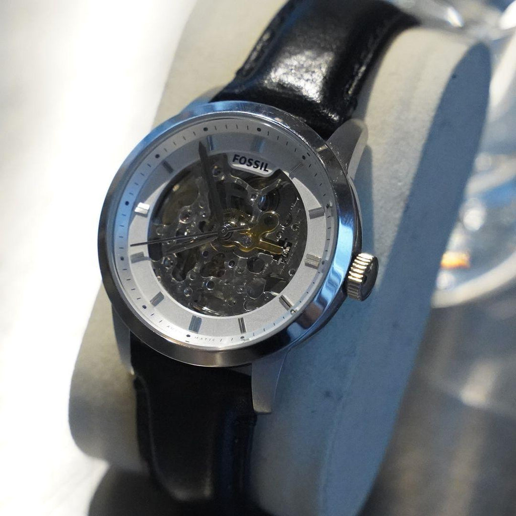 Fossil Townsman Automatic Skeleton White Dial Black Leather Strap Watch for Men - ME3085 Buy Now By Fossil