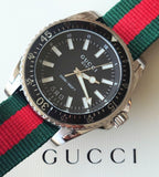 Gucci Dive Black Dial Two Tone NATO Strap Watch For Men - YA136206 Buy Now By Gucci